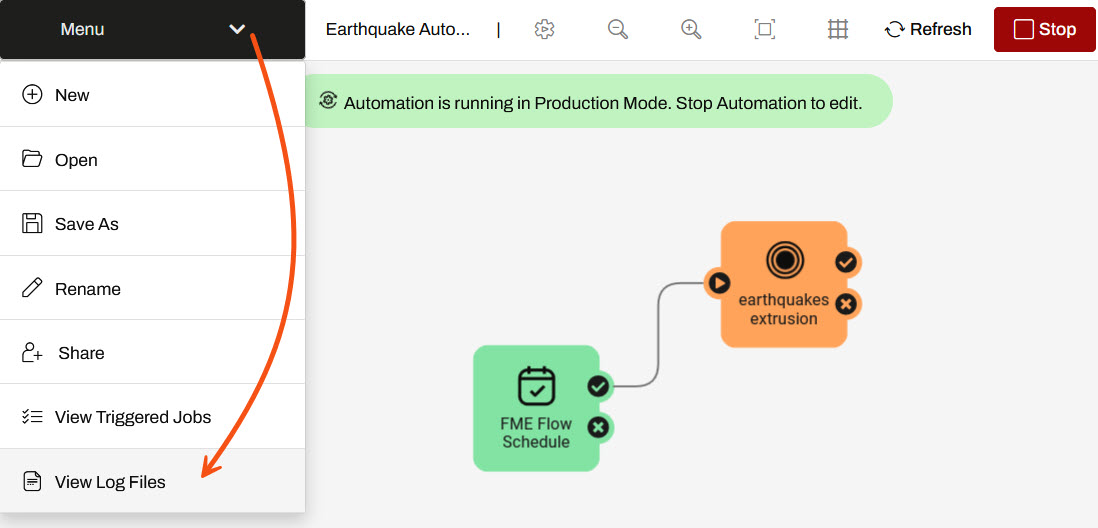 Viewing Automation log file